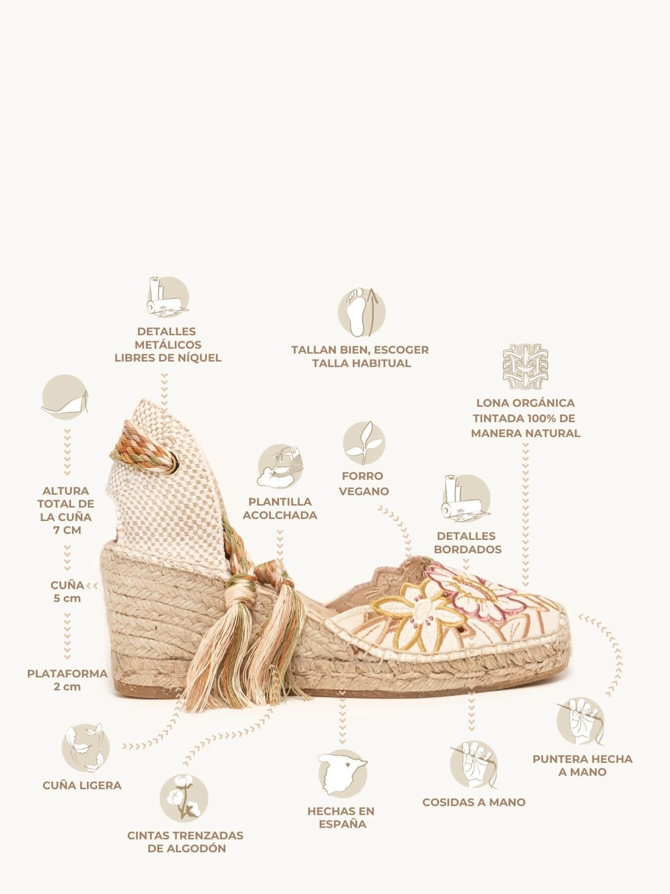 Romero Cuña Media Bordado Silvestre Rosa