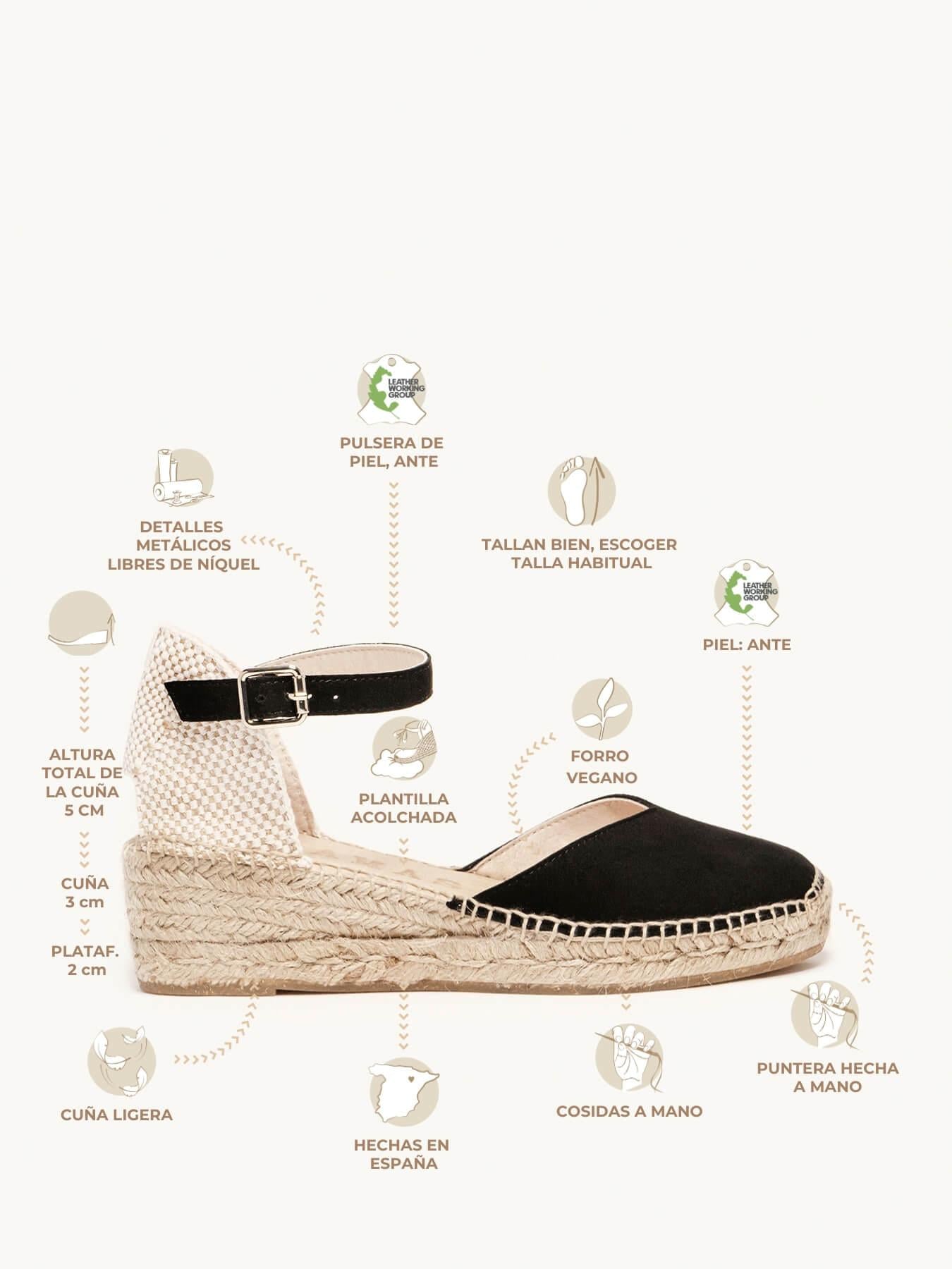 Jara Cuña 5 cm Ante Negro