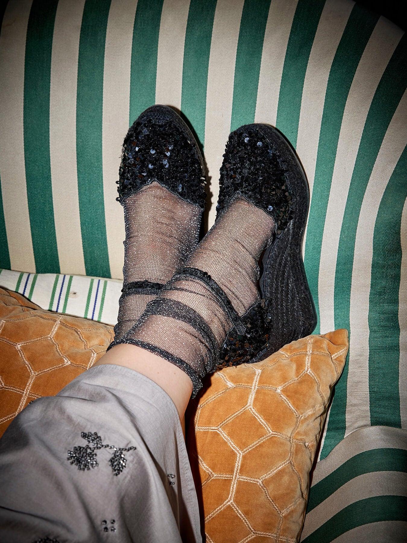 Jara Cuña 10 cm Lentejuelas Negro