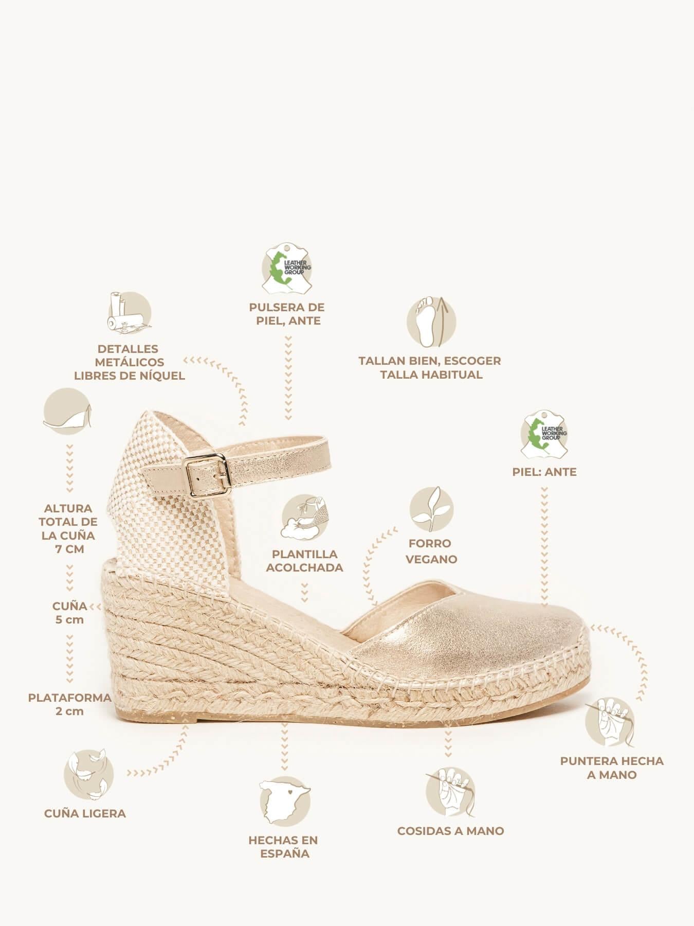 Jara Cuña 7 cm Ante Oro