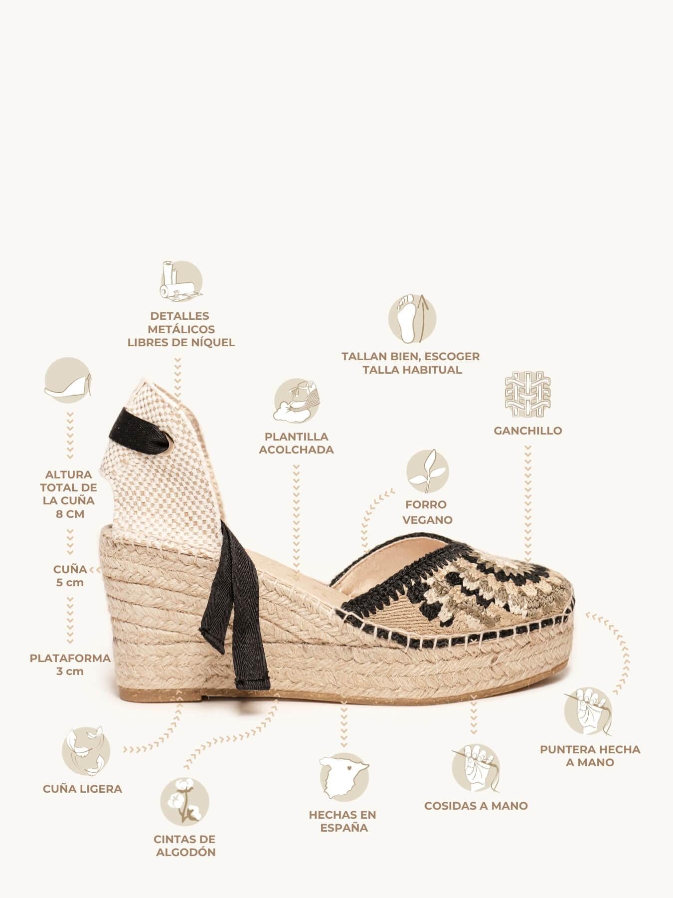 Romero Cuña Media Plataforma Rosetón Negro