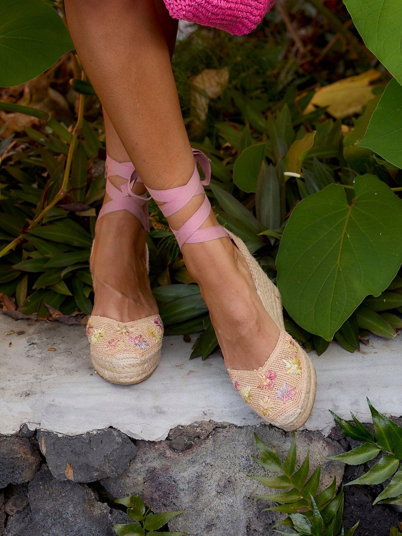 Romero Cuña 8 cm Rafia Rosa Claro