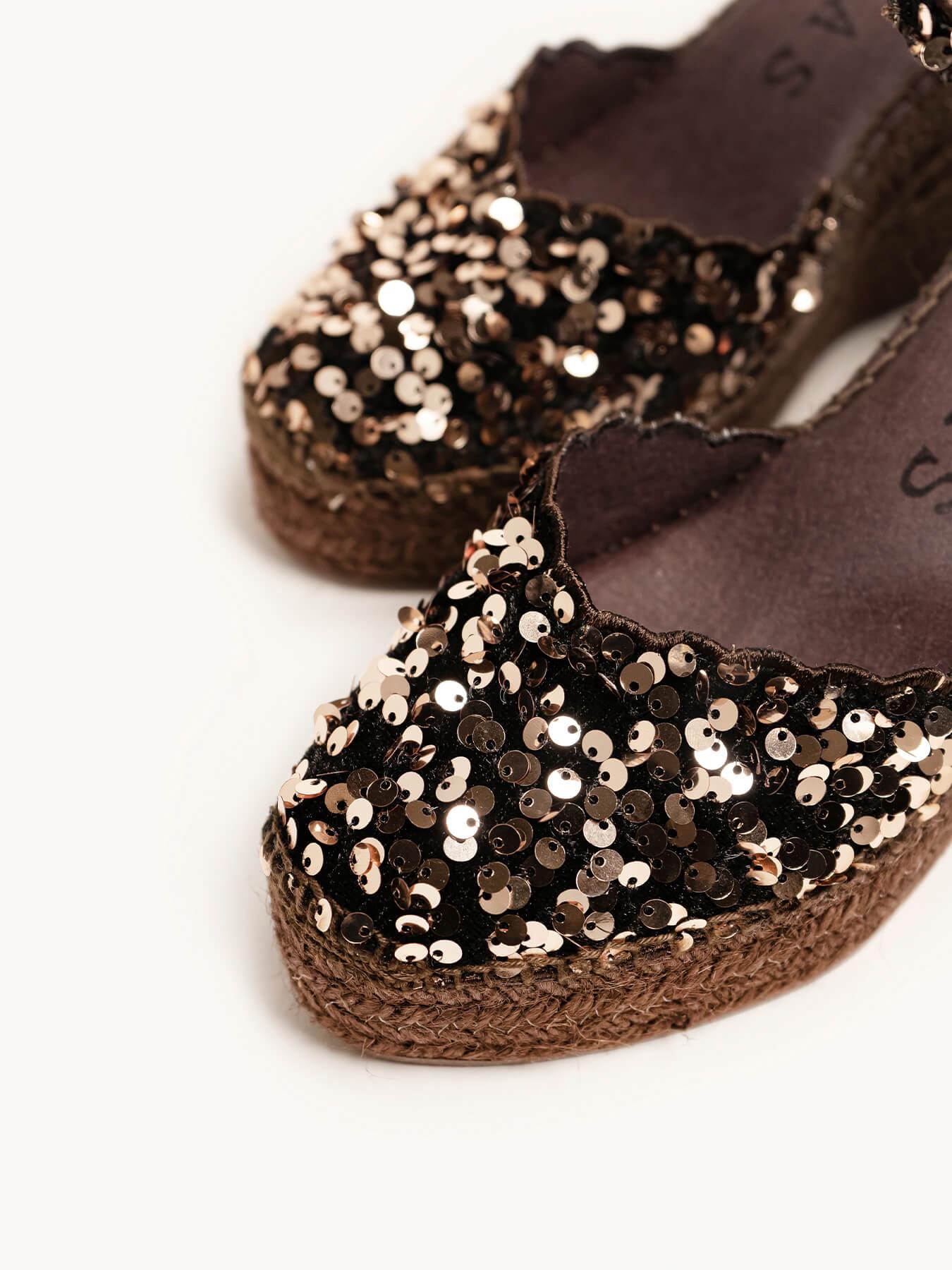 Jara Cuña 10 cm Lentejuelas Marrón