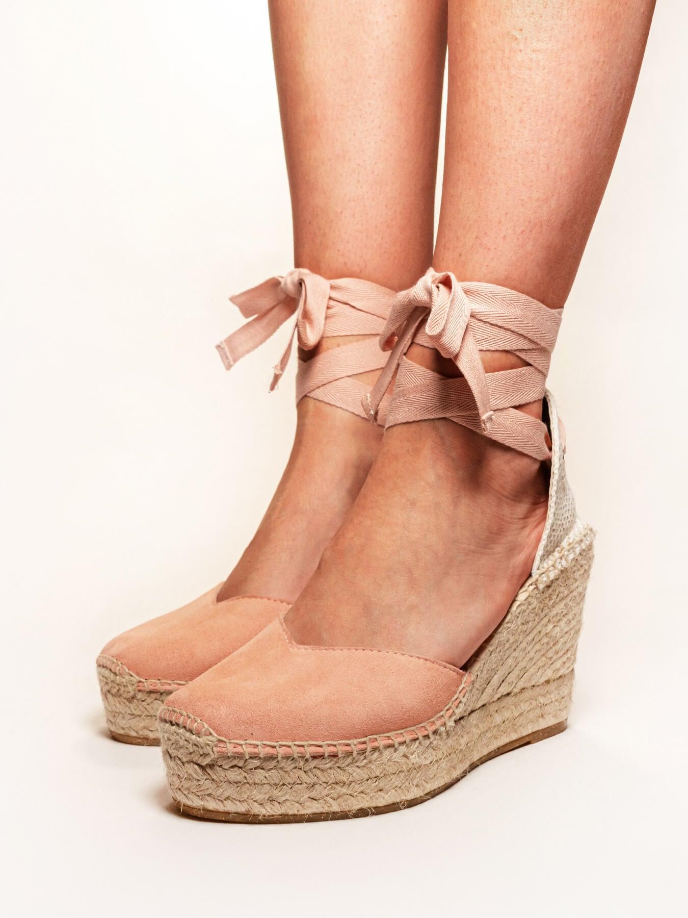 Romero Cuña Alta Ante Naranja Claro