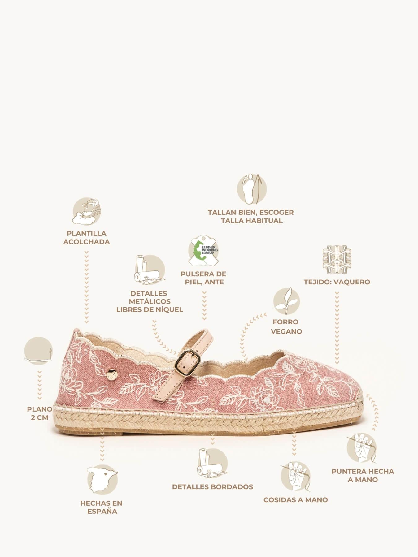 Campanilla Vaquero Bordado Rosa