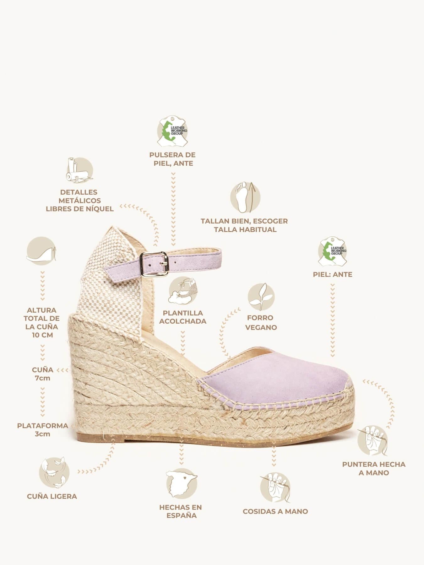 Jara Cuña 10 cm Ante Lila