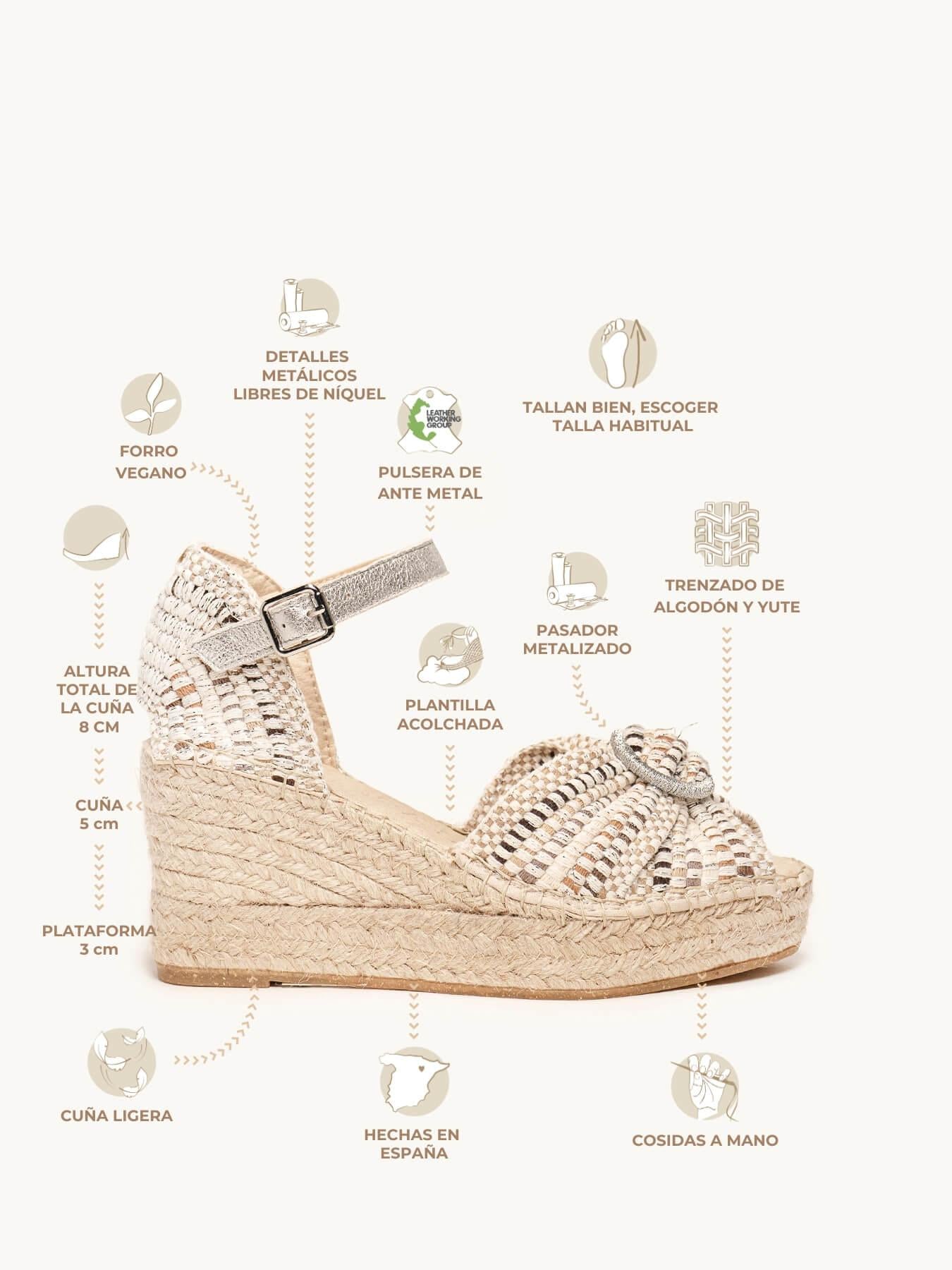 Amapola Cuña Media Plataforma Taloncillo Crudo