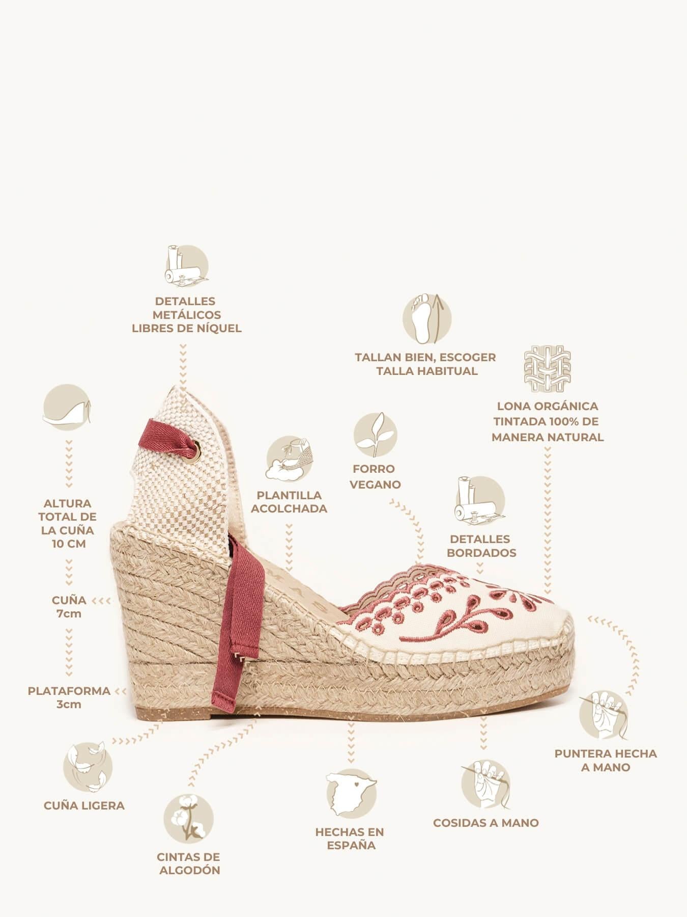 Romero Cuña Alta Lona Bordada Granate