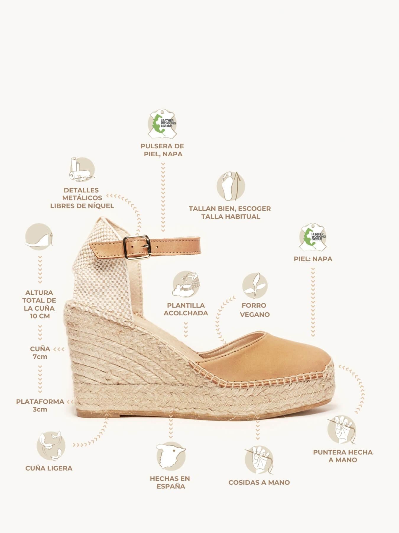Marga Cuña 10 cm Napa Marrón Claro