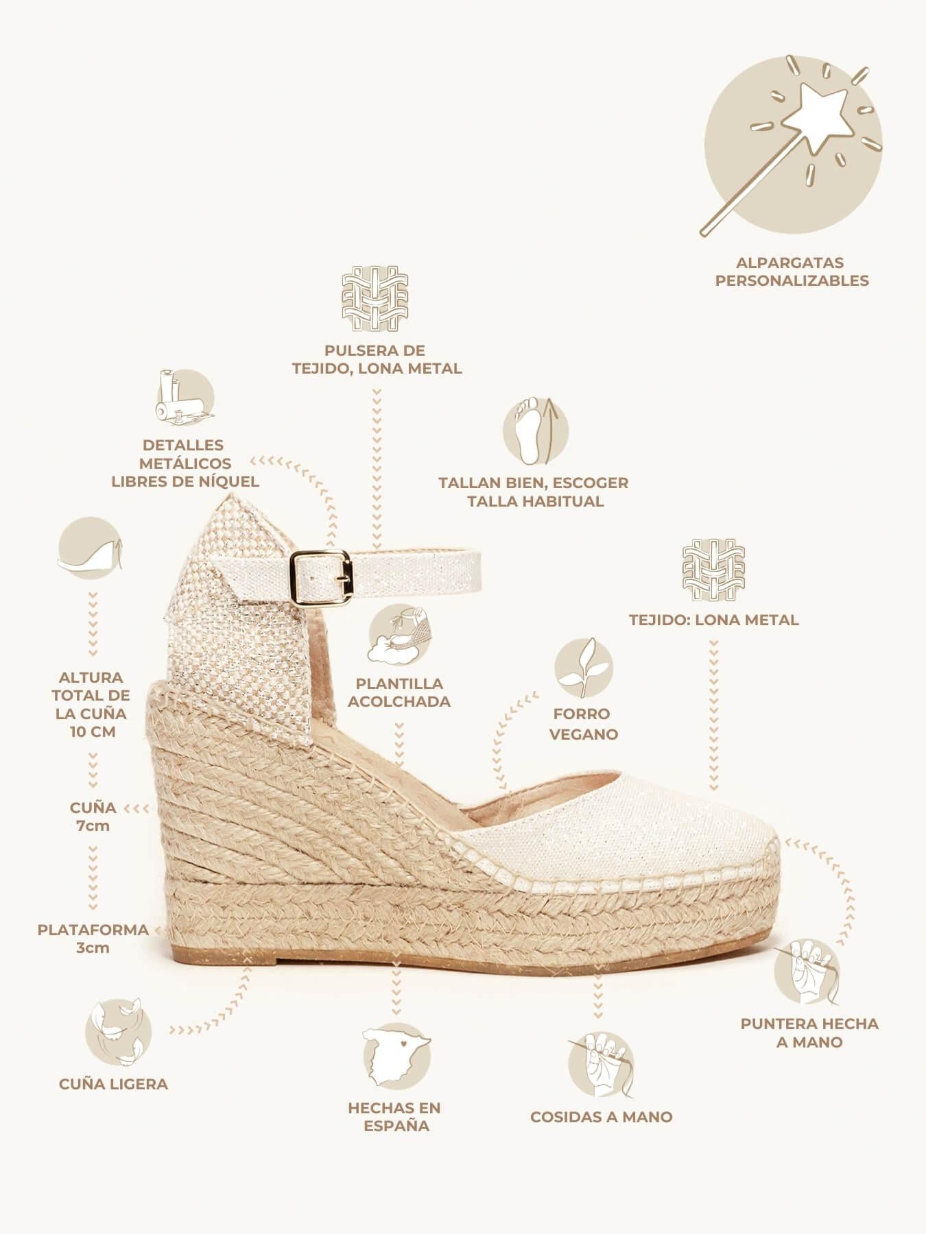 Dalia Cuña Alta Lona Metal Blanco