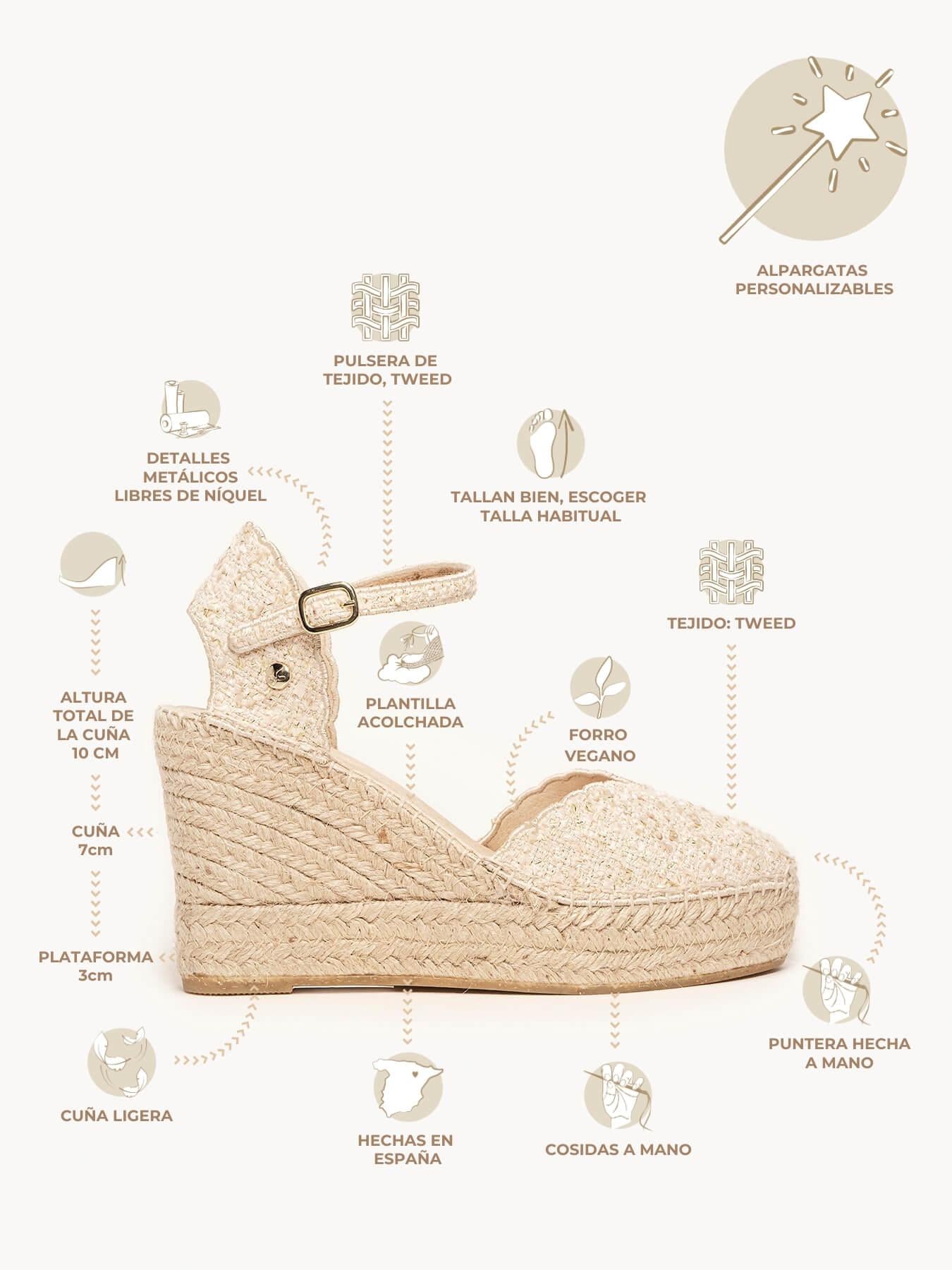 Jara Cuña 10 cm Tweed Blanco