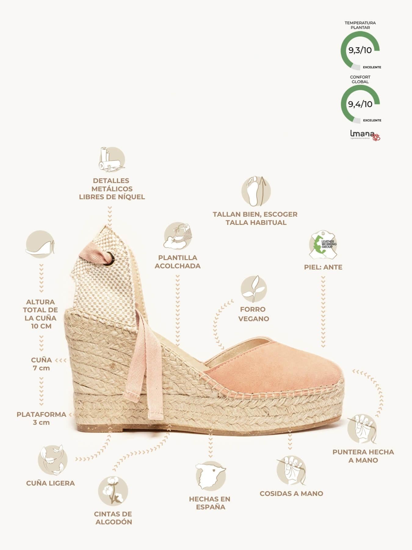 Romero Cuña Alta Ante Naranja Claro