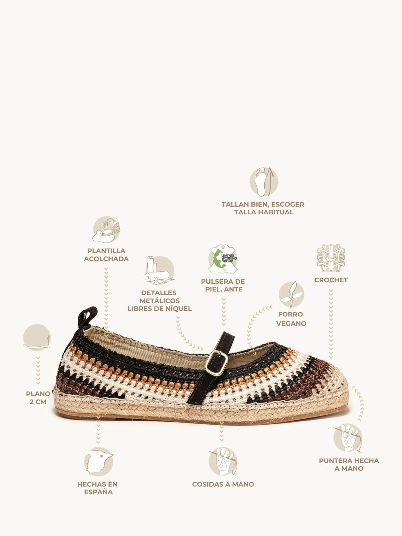 Campanilla Crochet Rayas Negro